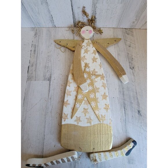 Large vintage wooden Angel curly hair jointed religious home decor - Picture 1 of 10